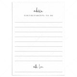 Advice For Parents To Be Cards Printable Modern Minimalist by LittleSizzle