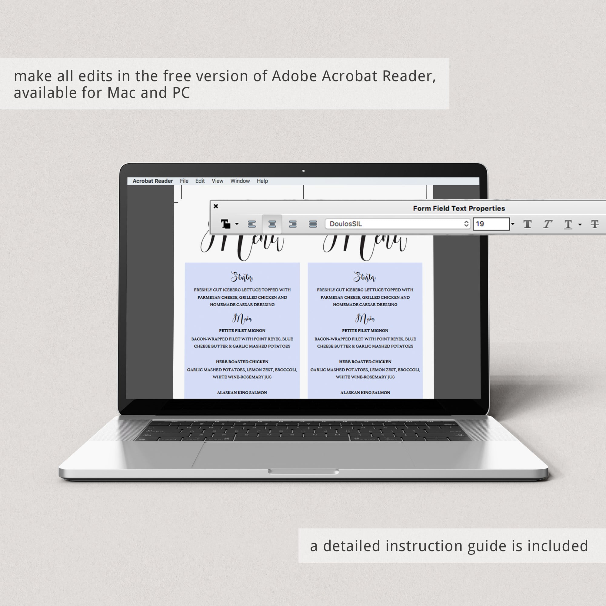 DIY simple menu card templates by LittleSizzle