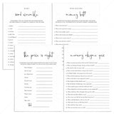 Minimalist Baby Shower Games Pack Download by LittleSizzle