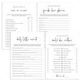 Minimalist Bachelorette Party Games Bundle Printable by Littlesizzle