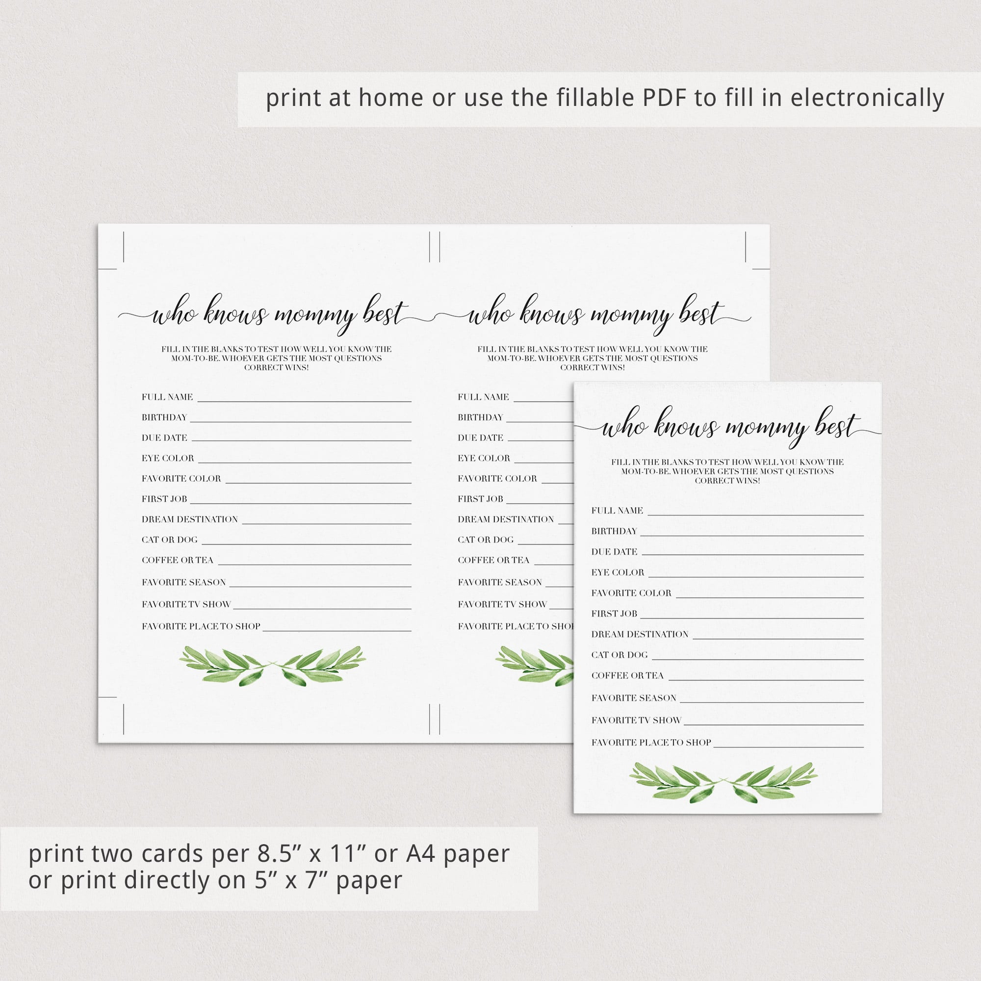 Baby Shower Game Who Knows Mommy Best Printable & Virtual