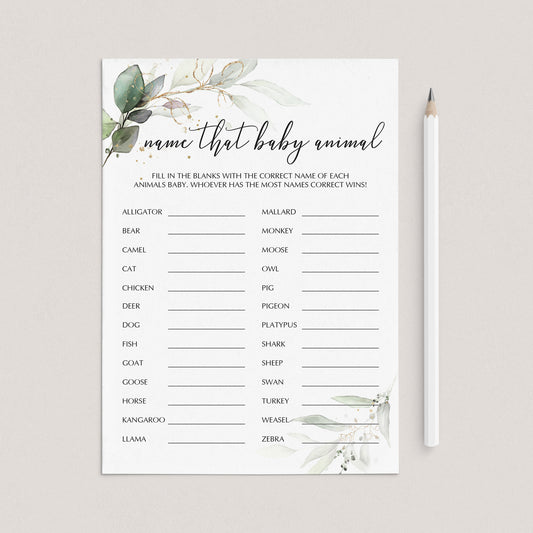 Modern Chic Baby Shower Game Printable Name That Baby Animal by LittleSizzle