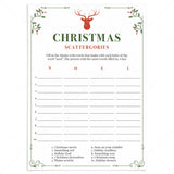 Vintage Christmas Party Game Scattergories Printable by LittleSizzle