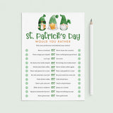 Printable St Patrick's Day Game for Adults Would You Rather by LittleSizzle