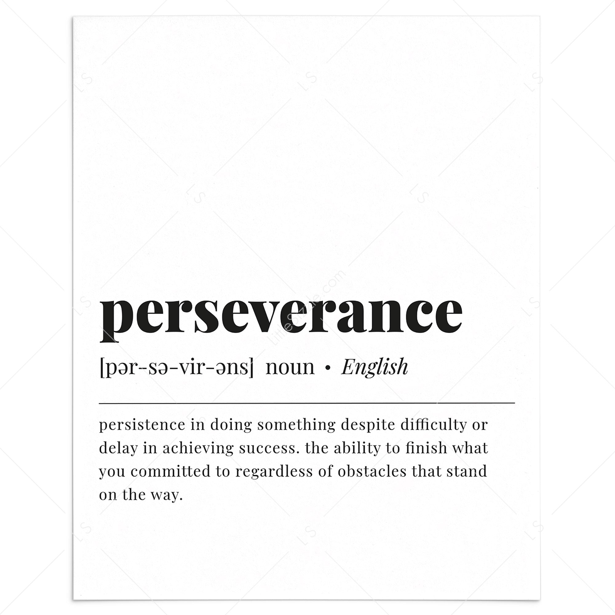 Perseverance Definition Print Instant Download by LittleSizzle