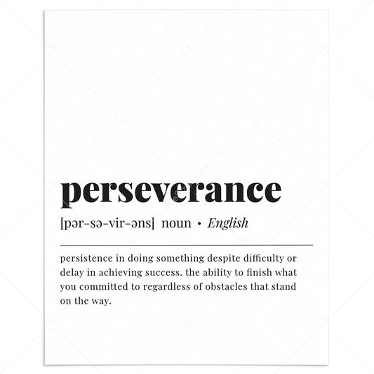 Perseverance Definition Print Instant Download by LittleSizzle