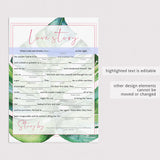 tropical wedding love story madlibs printable