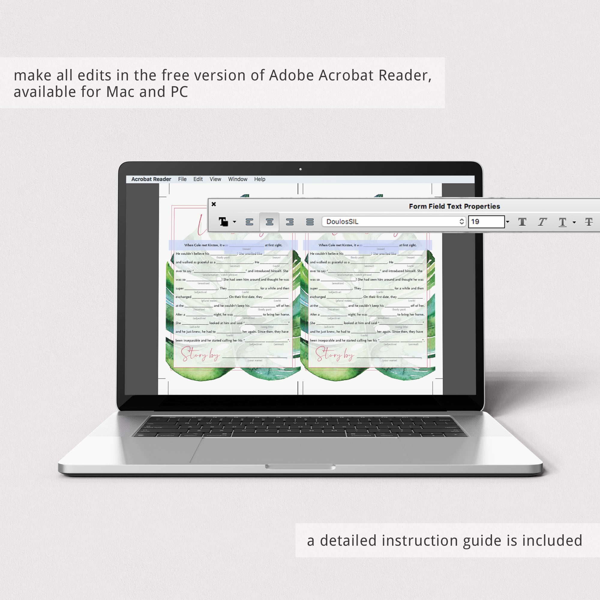 watercolor leaves bridal shower madlibs jungle themed