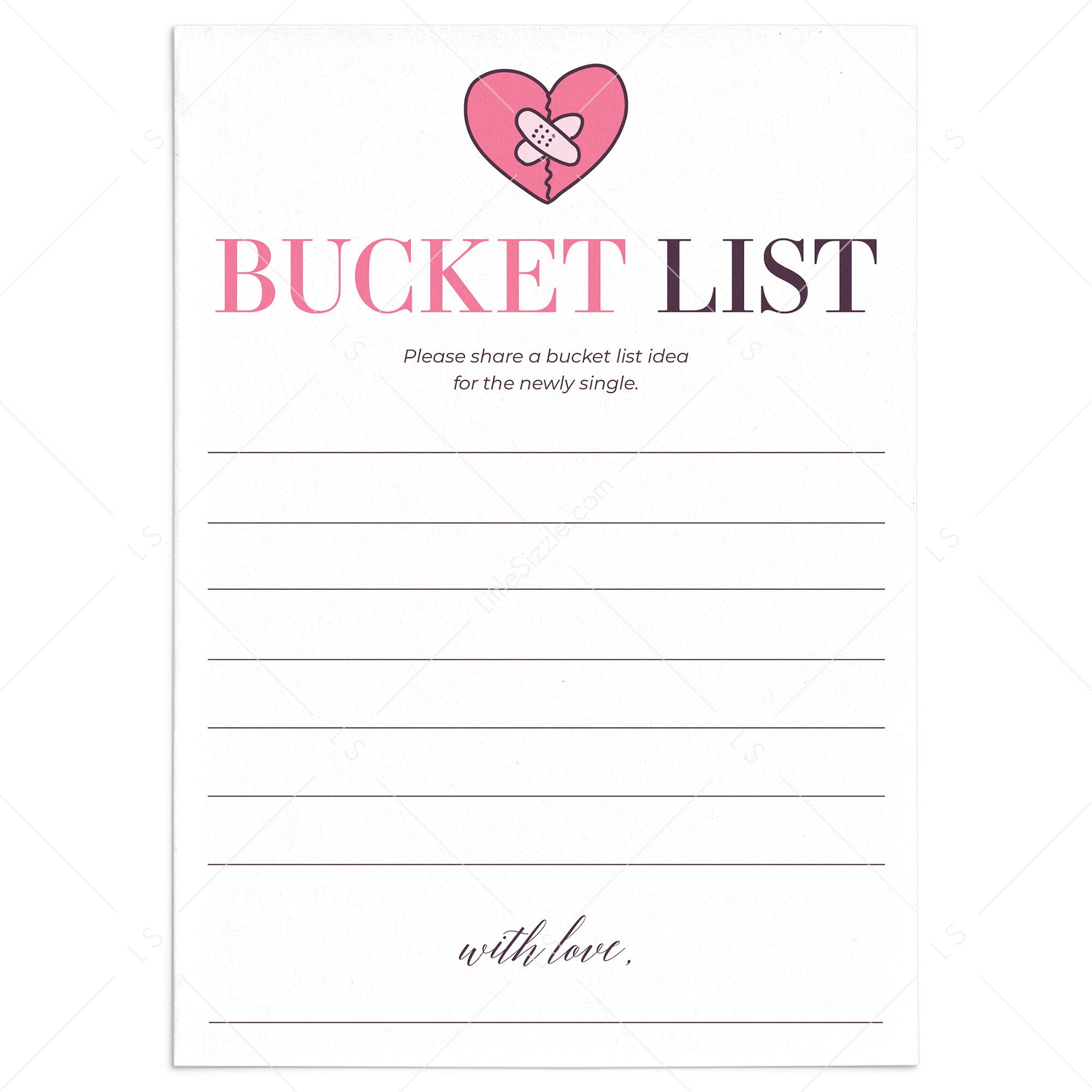 Post Breakup Bucket List Cards Printable by LittleSizzle