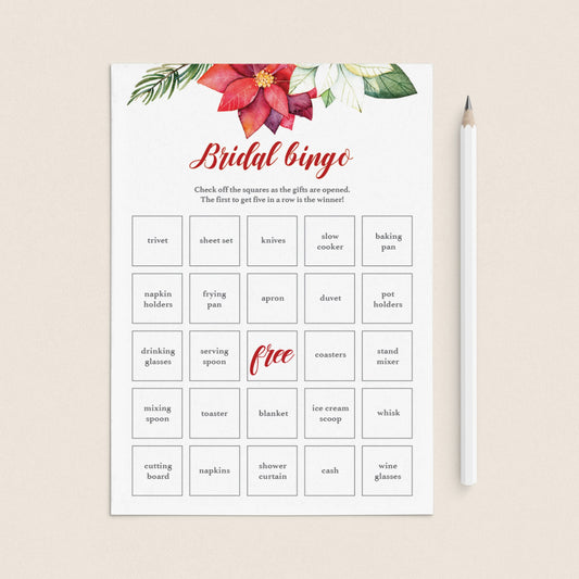 Prefilled Bingo Cards for Winter Bridal Shower by LittleSizzle