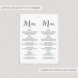 Simple table decorations printable menu cards by LittleSizzle