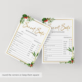 Secret Santa Questions Form for Adults Printable