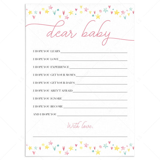 Sweet shower wishes for baby printable pink and yellow by LittleSizzle