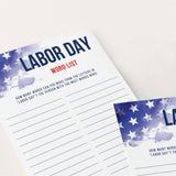 Printable Labor Day Word Game