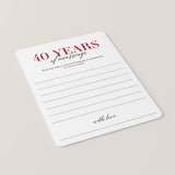 Ruby Wedding Anniversary Wishes & Advice Card Printable