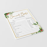 Secret Santa Questions Form for Adults Printable
