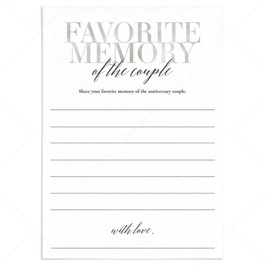 My Favorite Memory of the Anniversary Couple Silver Printable by LittleSizzle