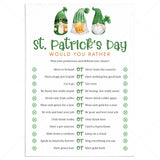 Printable St Patrick's Day Game for Adults Would You Rather by LittleSizzle