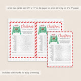 Christmas Word Find Game with Answer Key Printable
