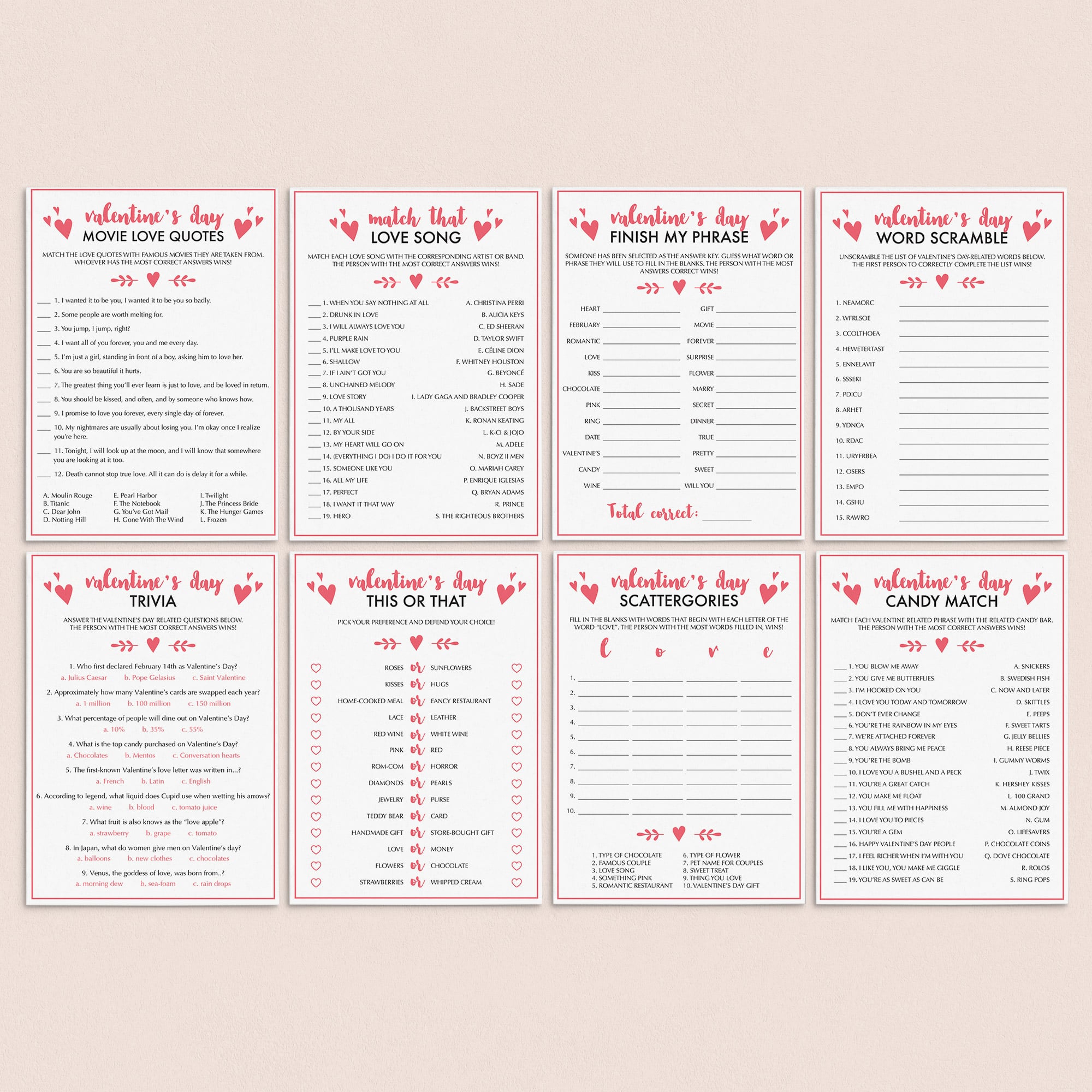 The Ultimate Valentine's Day Party Games Bundle for Adults by LittleSizzle