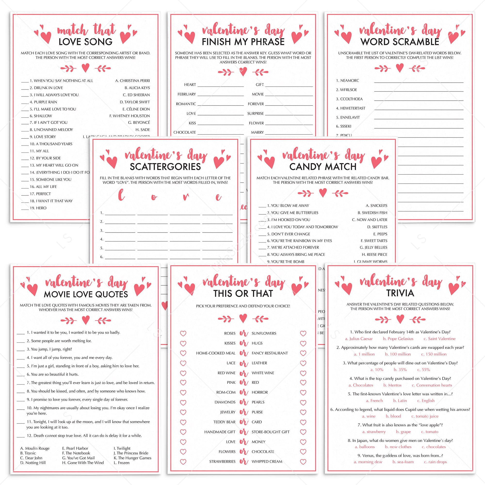The Ultimate Valentine's Day Party Games Bundle for Adults by LittleSizzle