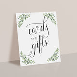 Gift Table Sign Printable Greenery