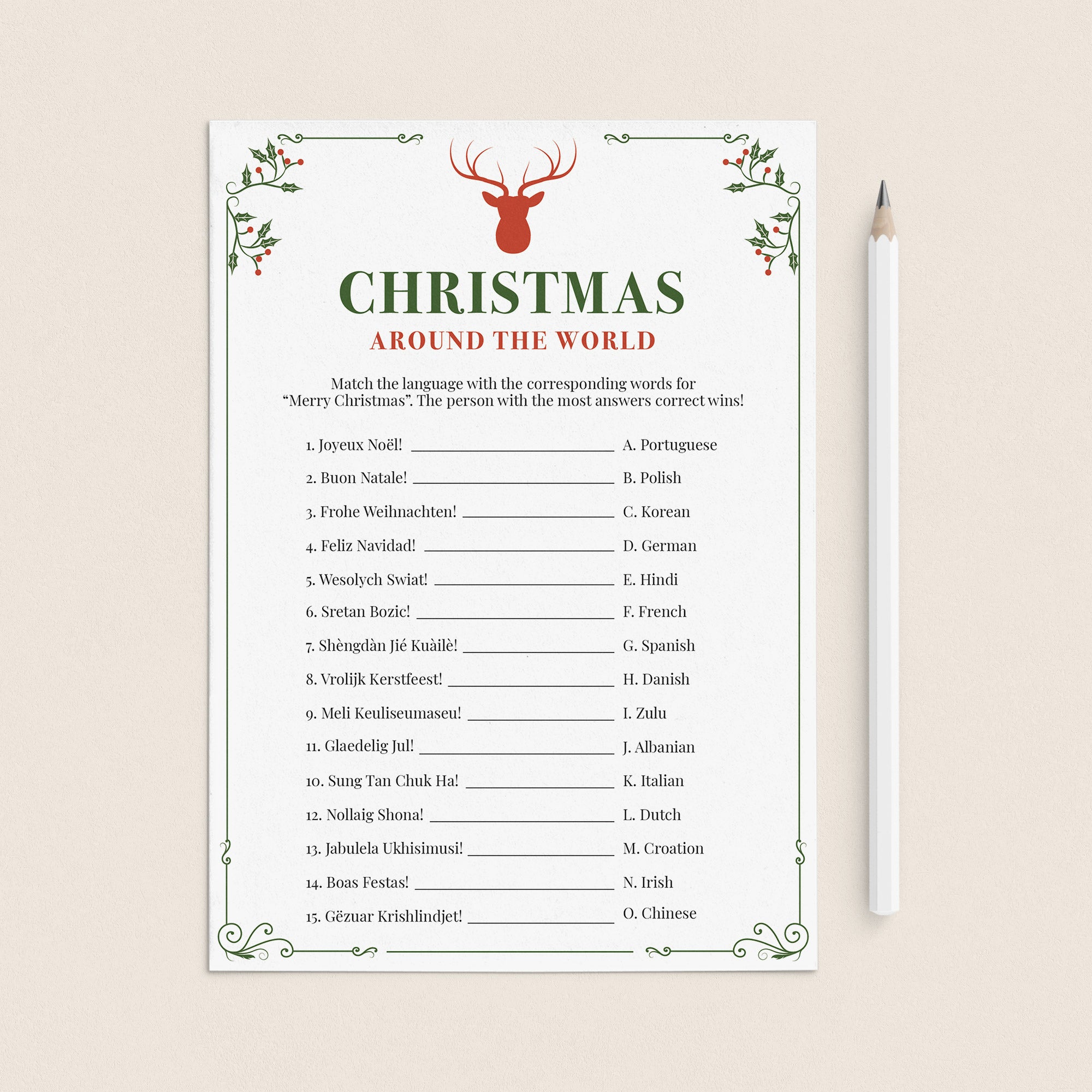 Christmas Company Party Game Merry Christmas Around The World by LittleSizzle
