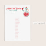 Valentines Word Scramble Game with Answers