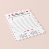 Printable and Virtual Valentine's Day Party Game Scattergories