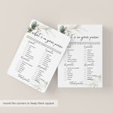 Baby Shower Games with Watercolor Greenery and Gold Foil Printable