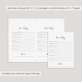 Modern Minimalist Baby Shower Wishes Card Printable