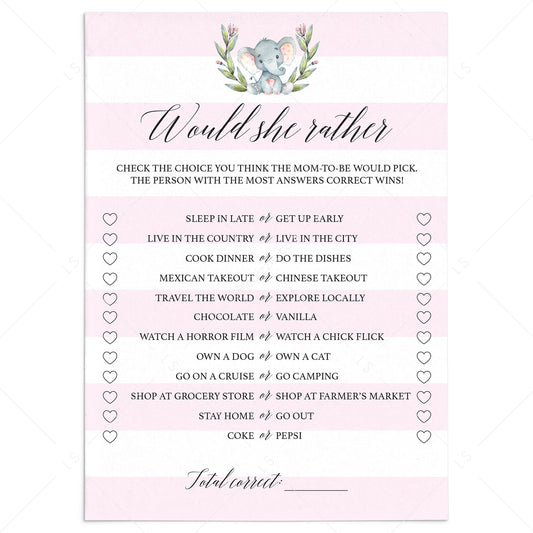 Printable mommy quiz would she rather pink and white by LittleSizzle