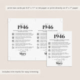 80th Birthday Table Decor Custom Back in 1946 Facts Printable