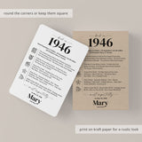 80th Birthday Table Decor Custom Back in 1946 Facts Printable