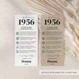 70th Birthday Place Cards Personalized Back in 1956 Facts Printable