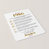 40th Birthday Table Decor Custom Back in 1986 Facts Printable