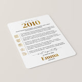 16th Birthday Table Decor Custom Back in 2010 Facts Printable