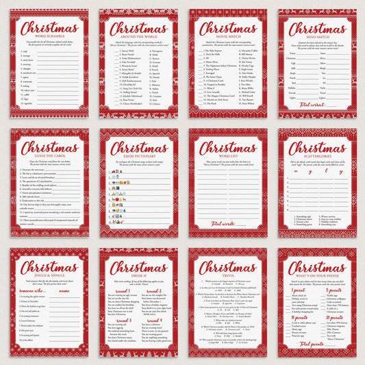 Printable Christmas Party Games with Knitted Sweater Pattern by LittleSizzle