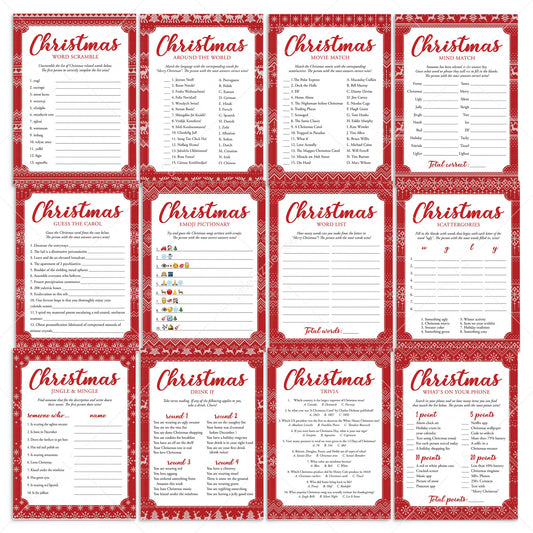 Printable Christmas Party Games with Knitted Sweater Pattern by LittleSizzle