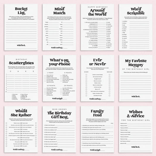 Birthday Games Bundle for Women Printable | 12 Adult Birthday Games & Activities by LittleSizzle