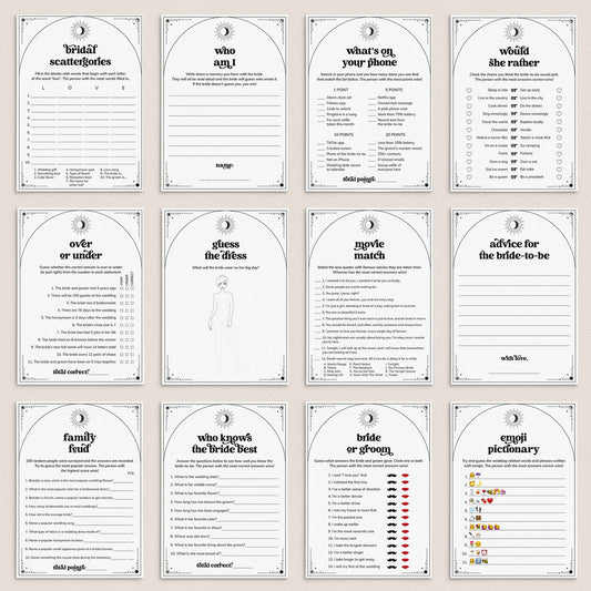 Sun Moon and Stars Wedding Shower Games Bundle Written In The Stars Theme by LittleSizzle