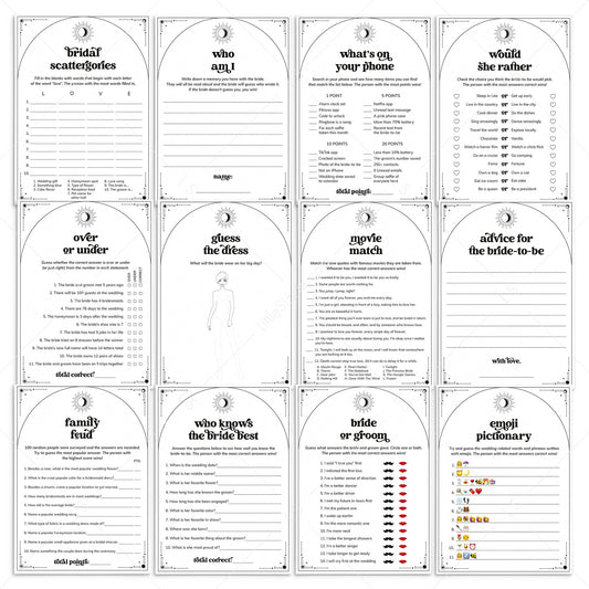 Sun Moon and Stars Wedding Shower Games Bundle Written In The Stars Theme by LittleSizzle