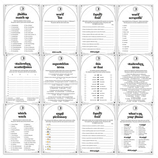 Halloween Games Adult Printable Celestial Halloween Party Bundle by LittleSizzle