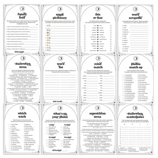 Halloween Games Adult Printable Celestial Halloween Party Bundle by LittleSizzle