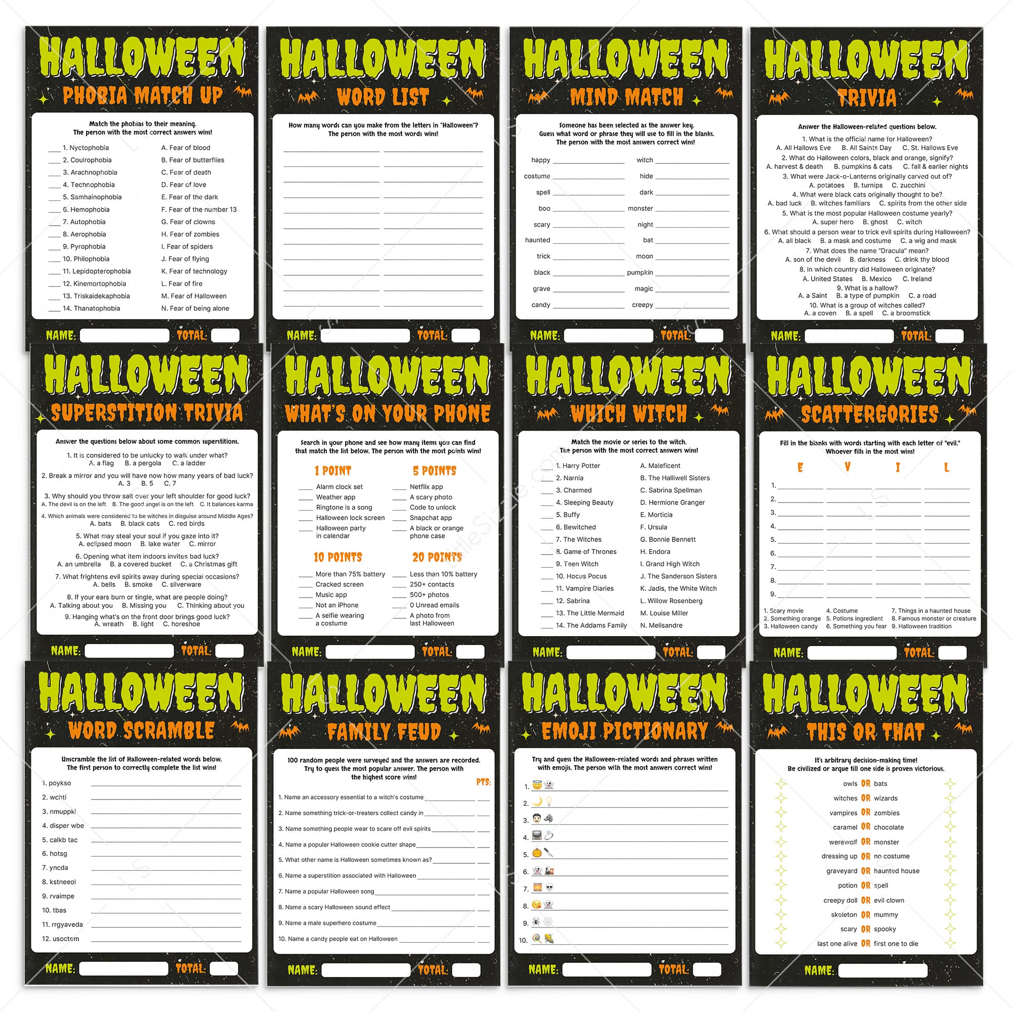 Last-Minute Halloween Party Games Instant Download by LittleSizzle