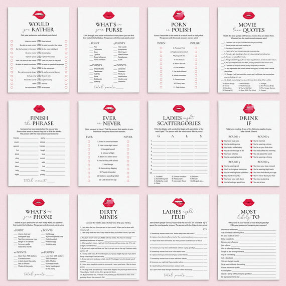 Ladies Night Games Printable | Best Girls Night Games Downloadable ...