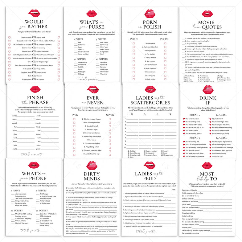 Ladies Night Games Printable | Best Girls Night Games Downloadable ...