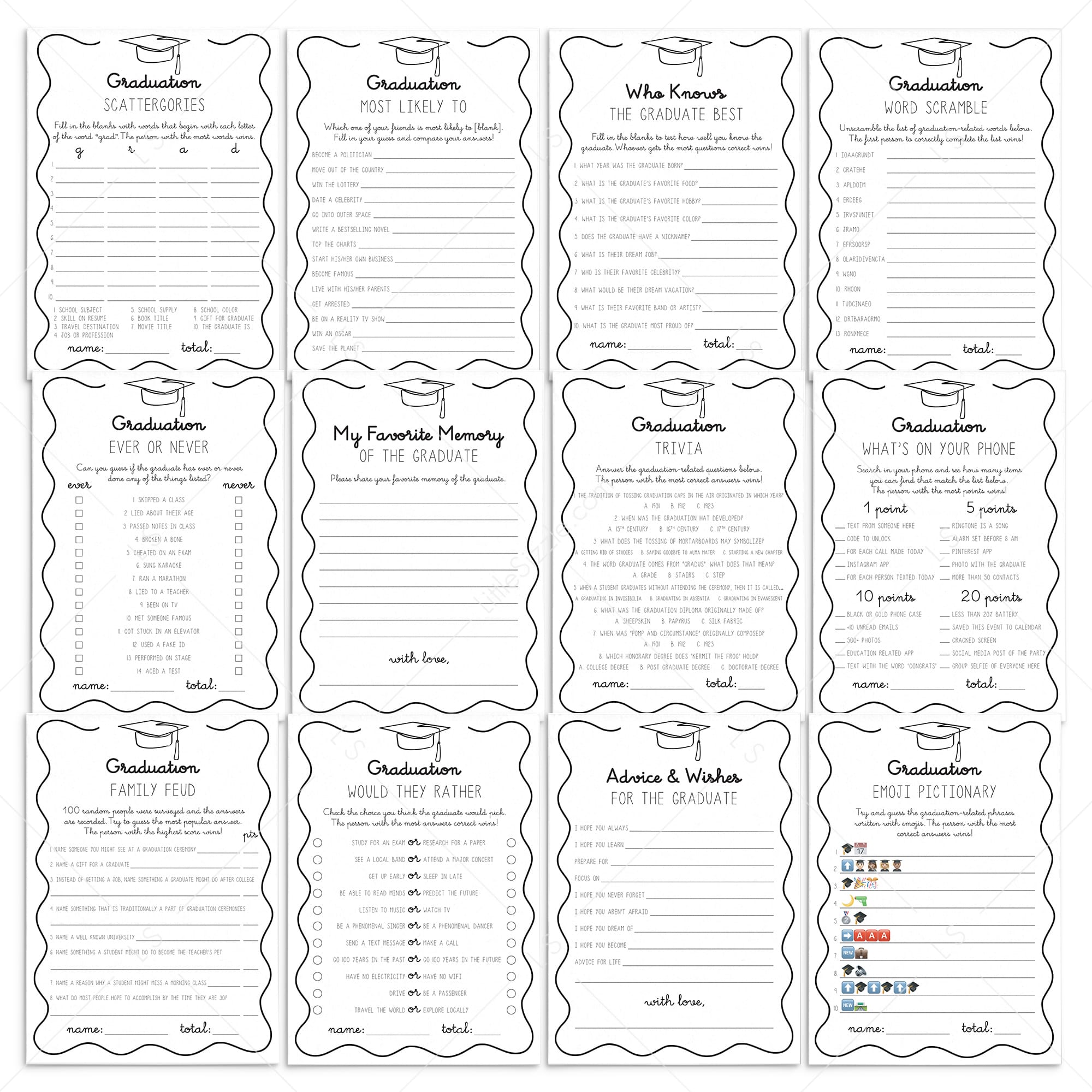 Graduation Party Games and Activities Printable by LittleSizzle