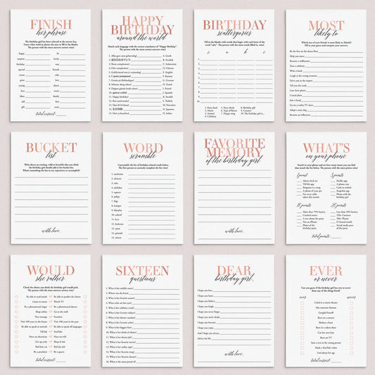 Pink Sweet 16 Games Printable by LittleSizzle