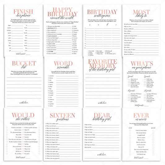 Pink Sweet 16 Games Printable by LittleSizzle